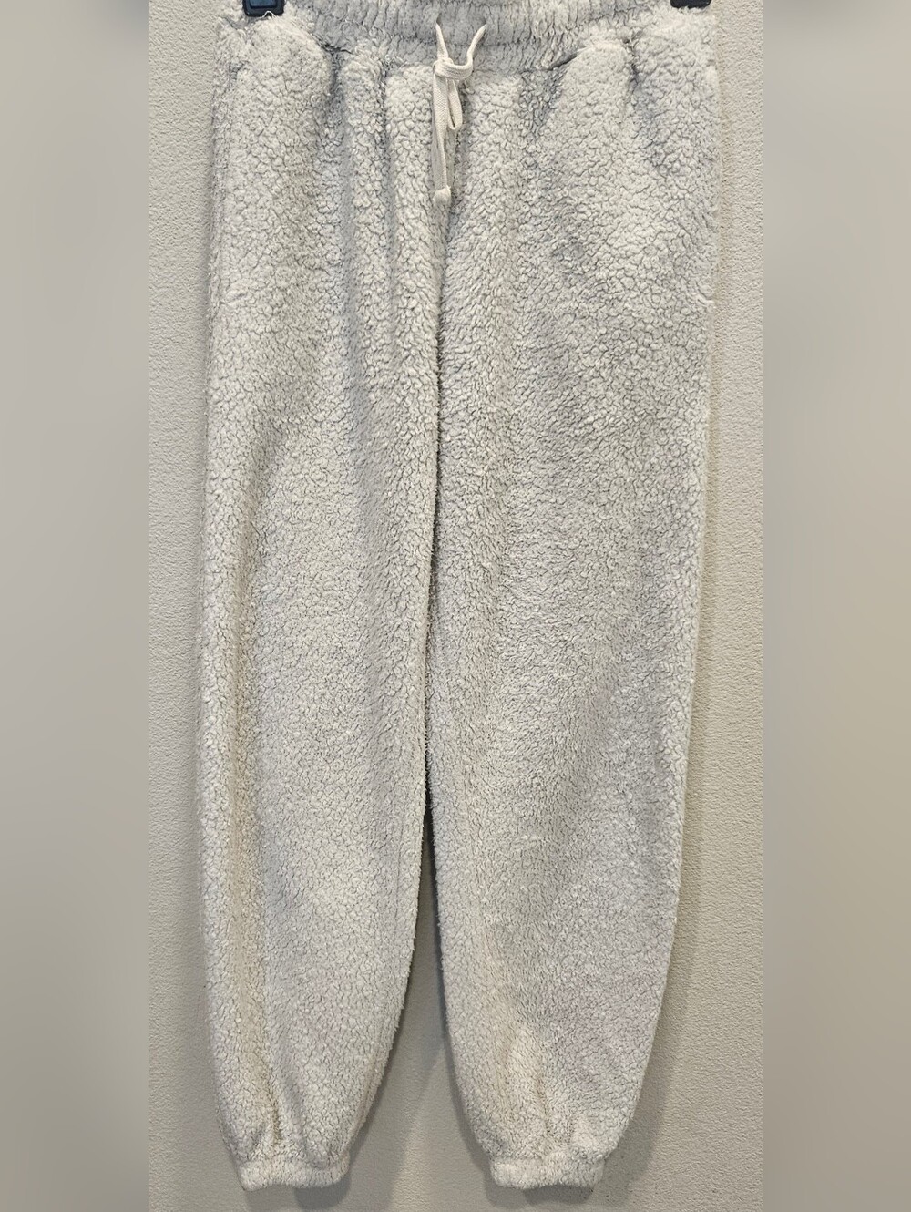 Cozy Sherpa Jogger Pants - Light Gray